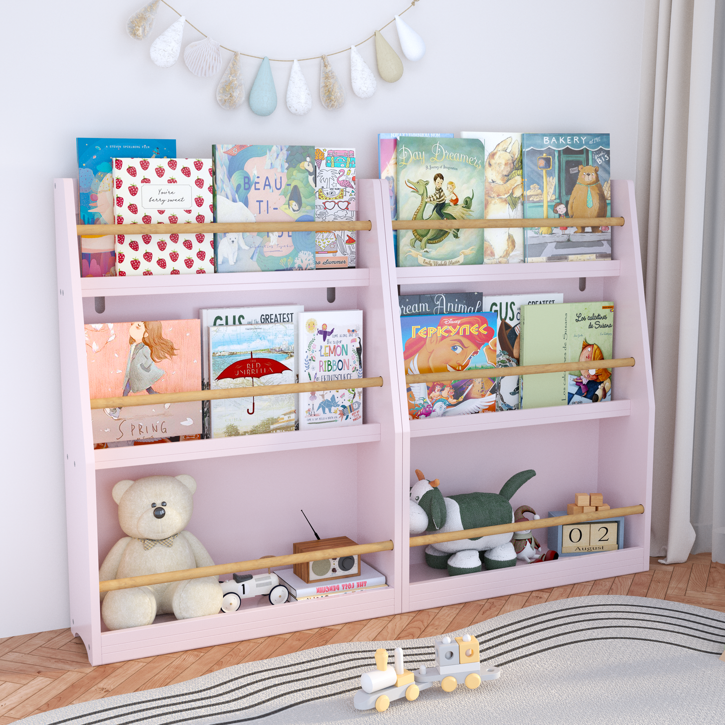 3 Tier Kids Book Shelf,Kids Book Rack, Helps Keep Bedrooms, Playrooms, And Classrooms Organized,Pink